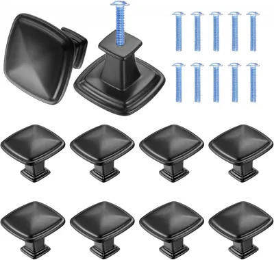 Produktbild von 10 Stück schwarze Küchenschrankgriffe, Schubladengriffe, Türknöpfe, 30 mm Küchenschrankknöpfe, Schrankgriffe