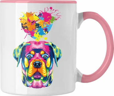 Produktbild von Trendation - Rottweiler Herz Farbe Besitzer Tasse Geschenk Lustiger Spruch Geschenkidee Rottweiler Liebhaber (Rosa)