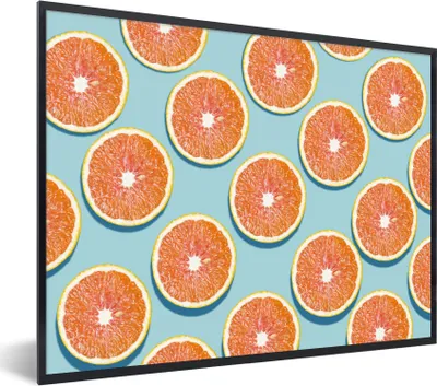 Produktbild von MuchoWow® Gerahmtes Poster Orange - Sommer - Blau 80x60 cm - Poster mit Schwarzem Bilderrahmen Wandposter Rahmen Foto Bilder - Schwarzem - Mit Gestell