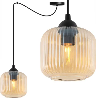 Obrázek produktu pro Závěsné svítidlo RIFFLE spider black 1 light glass cylinder amber E27