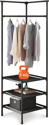 Image de Porte-manteaux de 180 x 45 x 45 cm, avec 3 étagères, pour les manteaux, capacité de charge de 5 kg