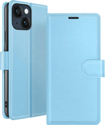 Image de Zanaé, étui à rabat pour iPhone 14 Plus avec compartiment pour carte & fermeture magnétique, bleu clair