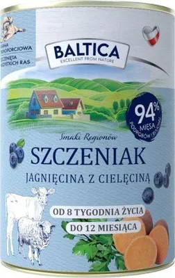 Productafbeelding van BALTICA Smaki regionów Puppy Lam met kalfsvlees – Natvoer voor puppy's – 400g