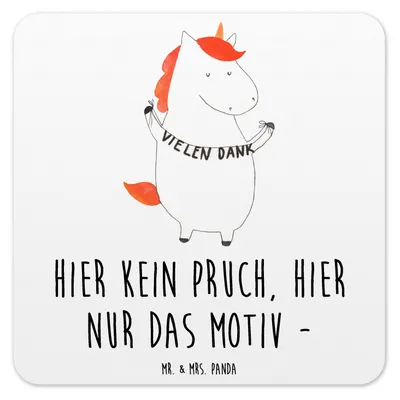 Produktbild von Mr. & Mrs. Panda Untersetzer für Gläser Einhorn Dankeschön 6er Set - Weiß - Geschenk, Tischuntersetzer, Coaster, Vielen Dank, Danksagung, Motiv, Unicorn, Einhörner, Danke