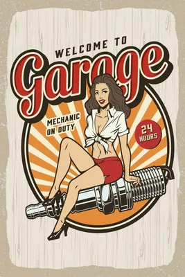 Produktbild von vianmo Holzschild 30x20 cm Pinup Welcome to Garage Mechanic on