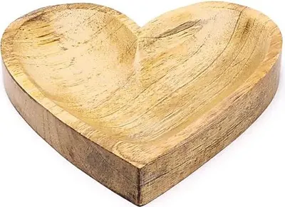 Produktbild von Tablett Herzform aus Mangoholz – 2er-Set – 15 x 15 x 2,5 cm