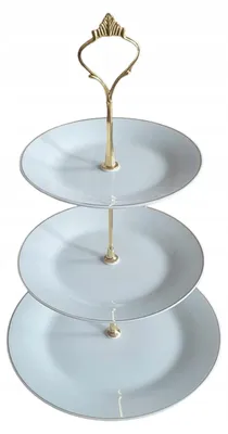 Produktbild von Excellent Houseware 3-stöckige Porzellan-Etageren mit Goldrand