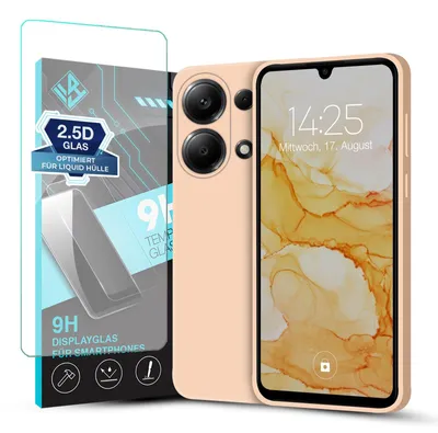 Produktbild von Hülle für Xiaomi Redmi Note 13 Pro mit 9H Displayglas Displayschutz Case Cover Bumper Smartphone Softgrip Schutzhülle Farbe: Rosa