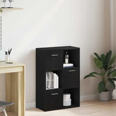 Productafbeelding van Maison Exclusive - Boekenkast/Ruimtescheider, zwart eikenfineer, 60,5 x 30 x 90 cm, houtvezelplaat