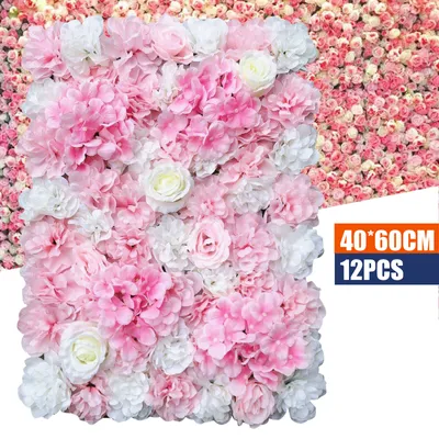 Image de 12 pièces mur de fleurs mur de roses artificielles couleur lotus fond pour jardin mariage décor floral DIY décoration 40*60cm