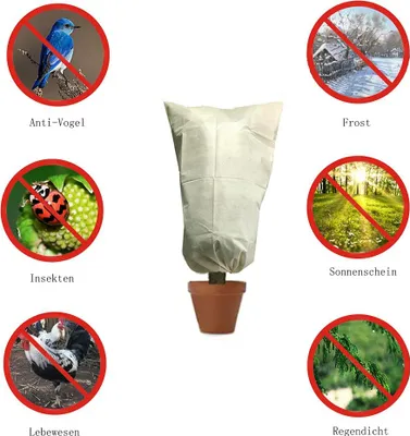 Obrázek produktu pro Zimní ochrana rostlin, kryty rostlin proti mrazu 250 x 360 cm jako zimní ochrana, se zipem na stromy, palmy, balkónové rostliny, prodyšná stříška - mrazuvzdorná, béžová