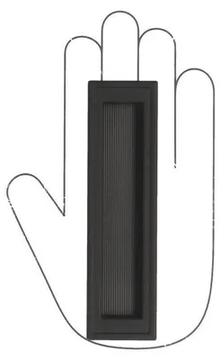 Produktbild von Griff aus Zinklegierung, eingelassen. Lochabstand: 128 mm. Matt schwarze Lackierung. Set mit 6 Stück