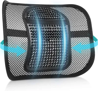 Obrázek produktu pro RenFox Bederní opěrka, síťovaná opěrka zad pro proudění vzduchu, ergonomická bederní opěrka, pro domácí kancelářskou židli, autosedačku, úleva od bolesti zad, černá