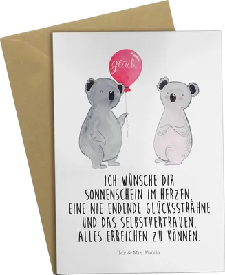 Produktbild von Mr. & Mrs. Panda babykarte Koala Luftballon - Weiß - Geschenk, Grußkarten, Grußkarte, einladungskarten, Party, weihnachtskarten, osterkarte, Geburtstag, jubiläumskarte