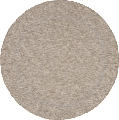 Imagen del producto de Alfombra para exteriores, resistente a la intemperie, de 120x120 cm, redonda, color beige, ideal para camping, jardín o uso interior. De un solo color
