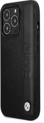 Image de BMW Signature Logo Hardcase Housse en cuir noir pour iPhone 14 Pro 6,1