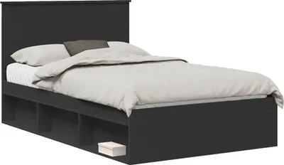 Zdjęcie produktu dla vidaXL Rama łóżka czarna 120 x 190 cm lite drewno sosnowe