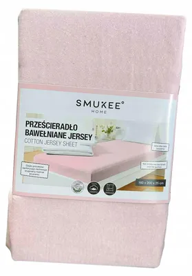 Image de Drap housse coton jersey rose Smukee 160x200cm