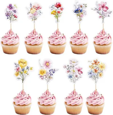 Produktbild von Kuchen Dekoration Set 36 Blumen 9 Stile Hochzeit Geburtstag