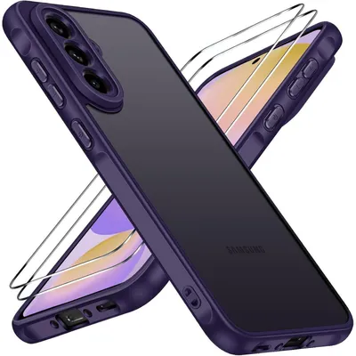 Obrázek produktu pro Pouzdro na mobilní telefon s 2 ochrannými skly pro Samsung Galaxy A56 5G, fialové, matné, průsvitné, nárazuvzdorné
