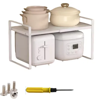 Produktbild von Schrankregal erweiterbar weiß 25-45x27x25cm stapelbar Küche Vorratskammer Aufbewahrung