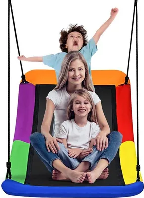 Productafbeelding van Nestschommel - Hangschommel Tuinschommel - Buiten Spelen - Verstelbare Touwen - 150 x 80 cm - Meerkleurig