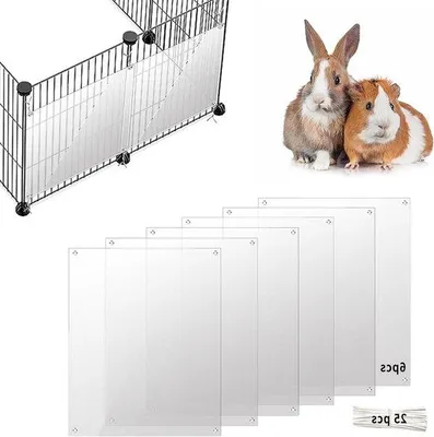 Obrázek produktu pro Ochranné kryty pro klece pro domácí mazlíčky, 6 ks, 26 x 21 cm – klec pro králíky, výběh pro morčata – průhledné kryty okrajů a bočních stěn