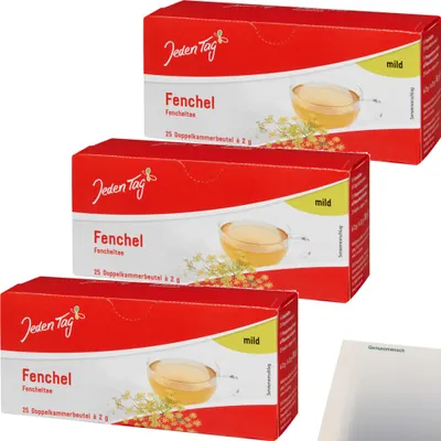 Produktbild von Jeden Tag Tee Fenchel 3er Pack (3x25x2g Packung) + usy Block