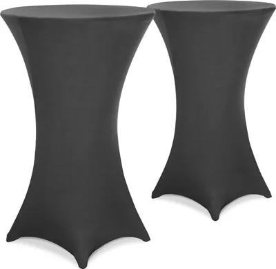 Image de DETEX® 2x Housses de table de bar bistrot ronde anthracite Ø80-85 cm nappe mange debout protection table cocktail