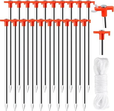 Image de 20 crochets en acier pour tente, crochets de camping, robustes, 25,4 cm, crochets de camping, durables, crochets de table