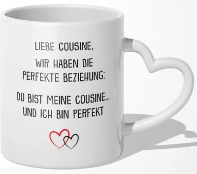 Produktbild von 22Feels Beste Cousine Geschenk Geburtstag Weihnachten Tasse Mädchen Frauen Du Wirst Cousin Kaffeetasse Spruch (Herzhenkel Weiss)