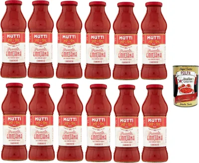 Produktbild von Mutti Passata di Pomodoro Emiliana, Tomatenpaste Tomaten sauce 100% Italienisch, Tomate 100% Emiliano Tomatenpüree, 12x 400g + Italian Gourmet polpa 400g