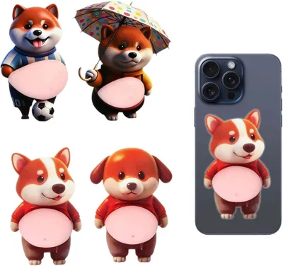 Imagen del producto de 4 topes para puertas de goma, autoadhesivos, con un divertido diseño de perro, para proteger muebles y paredes, paquete de 4 unidades