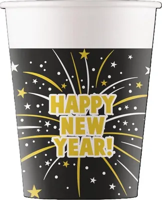 Produktbild von 8 Pappbecher - Happy New Year - Füllmenge ca. 200 ml