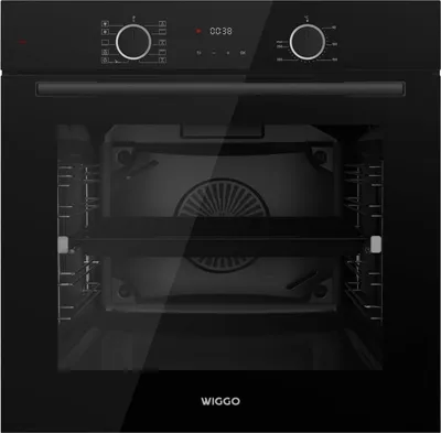 Produktbild von Wiggo Einbau-Backofen WO-BFA610 schwarz I Heißluftofen Energieklasse A I Konvektionsofen I Moderner Einbauofen mit 10 Funktionen u.a. Ober- & Unterhitze, Heißluft, Grillen, Auftauen, Airfryer