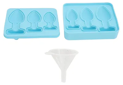 Imagen del producto de Molde de silicona para cubitos de hielo con tapa – 3 cubitos grandes, bandeja flexible para hielo ideal para whisky, cócteles y bebidas, color azul. Accesorios