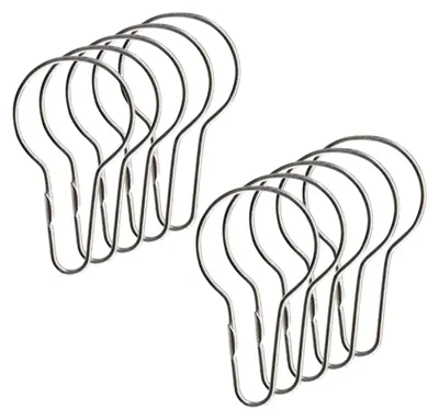 Produktbild von Duschvorhangringe, 10er Set, Metall, 36x63 mm, für Duschvorhangstangen