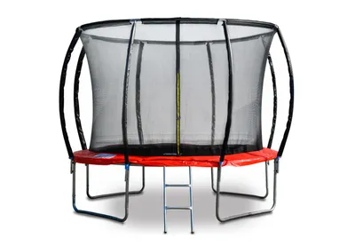 Zdjęcie produktu dla Trampolina G21 SpaceJump, 305 cm, czerwona, z siatką zabezpieczającą + stopnie