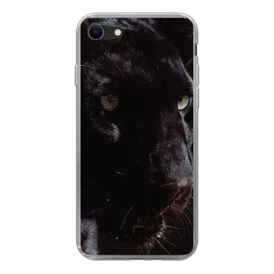 Produktbild von MuchoWow® Handyhülle Schutzhülle Hülle für iPhone SE 2020 Panther - Tier - Schwarz Silikon Softcase Handy Hülle - Kartenbesitzer