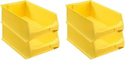 Produktbild von SuperSparSet 4x Gelbe Sichtlagerbox 5.0 | HxBxT 20x30x50cm | 21,8 Liter | Sichtlagerbehälter, Sichtlagerkasten, Sichtlagerkastensortiment, Sortierbehälter