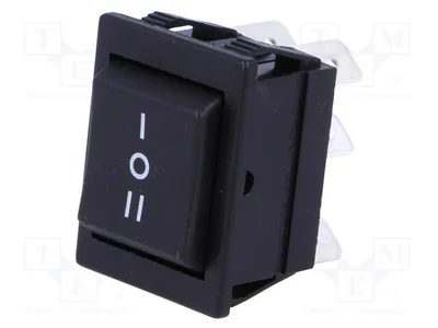 Obrázok produktu pre 1x Spínač: ON-OFF-ON, 16A/250VAC, 20A/28VDC, pozícia: 3, farba: čierna, model: C1570ALMBB730W, pákový spínač