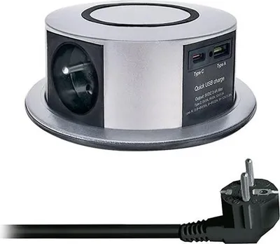 Obrázek produktu pro Výsuvný blok zásuvek PP120CW-PD20 3x 230 V + USB A+C stříbrný