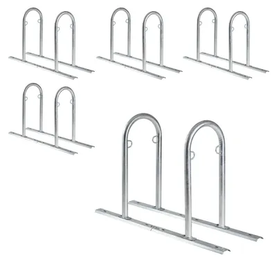Produktbild von 5 x Fahrradanlehnbügel 140 x 88 cm Stahl feuerverzinkt Ø 50 mm grau freistehend Fahrradständer Parker Typ U