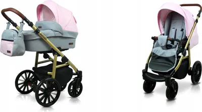 Produktbild von BabyLux® Aspero | 2in1 Kinderwagen Set | Light Pink | Kombikinderwagen | Kinderwagenset | Buggy