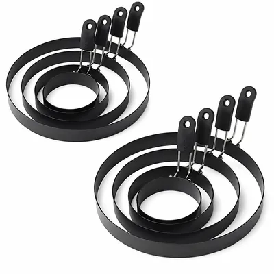 Produktbild von Eierform Set 8-teilig aus Edelstahl, Spiegeleiform Ring für perfekte Eier, Pancake Ring mit Antihaftbeschichtung für Frühstück und Küche