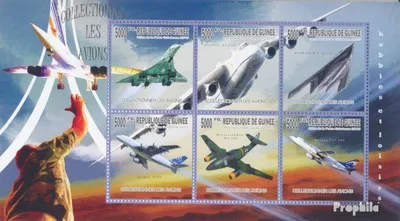 Produktbild von Briefmarken Guinea 2010 Mi 7550-7555 Kleinbogen (kompl. Ausgabe) postfrisch Sammlerflugzeuge