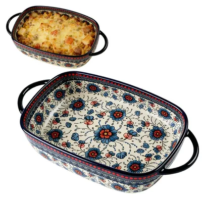 Image de Plat à gratin en céramique, rectangulaire, 19,5 x 13 cm, capacité de 600 ml, avec poignées