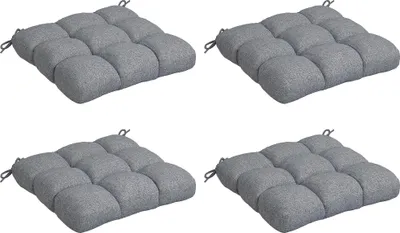 Image de Outsunny Lot de 4 coussins de chaise de jardin, Coussins extérieurs capitonné, Rembourrage 10 cm avec attaches, dim. 48L x 48l cm Gris