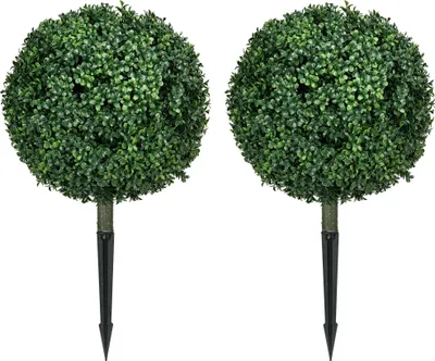 Produktbild von Künstlicher Buchsbaum 2er-Set, 70 cm, realistisch, wetterfest, pflegeleicht, für Garten & Balkon