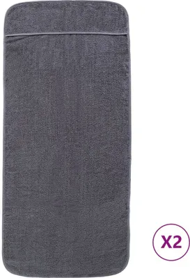 Image de vidaXL Linge de plage 2 pcs. Anthracite 60x135 cm Tissu 400 GSM